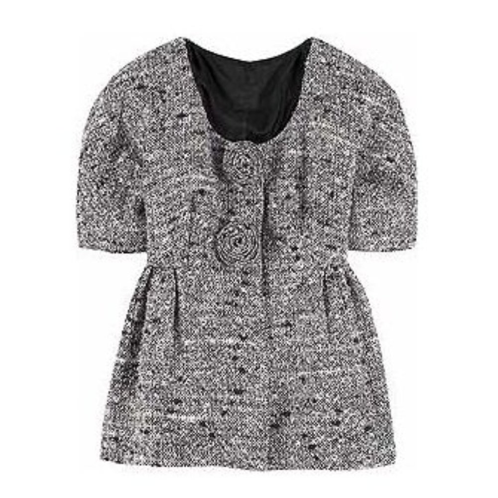 ANNA SUI Tweed Rosette Embellished Peplum Jacket sz 4 Women's - Picture 1 of 8